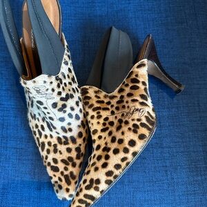Donald J. Pliner cheetah mohair sling heels.  8.5 Medium